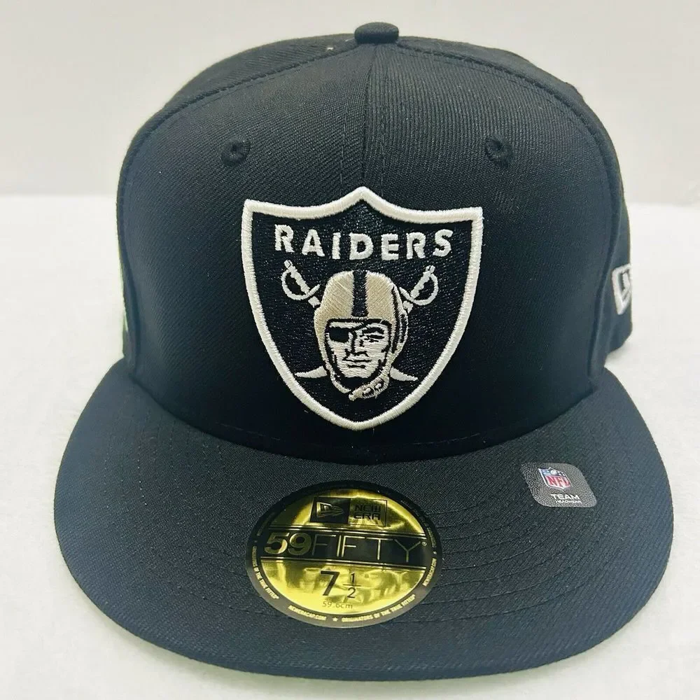 New Era Las Vegas Raiders Super Bowl 18 59FIFTY Fitted‎ Hat Cap Black Sz 7 1/2